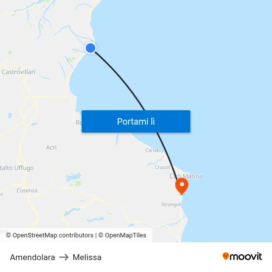 Amendolara to Melissa map