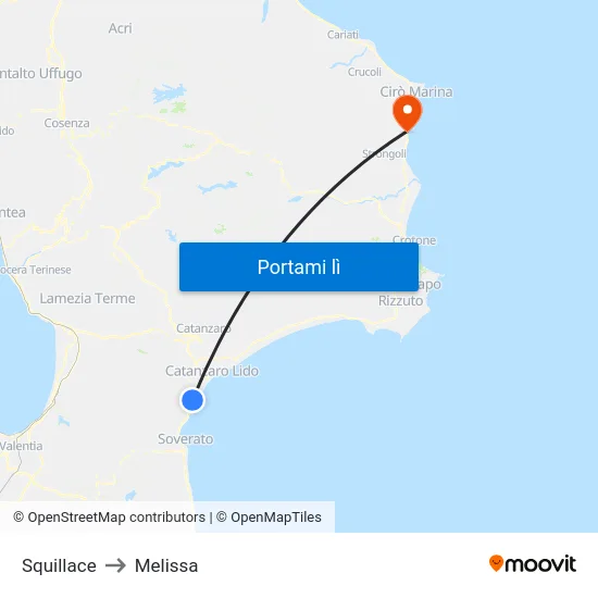 Squillace to Melissa map