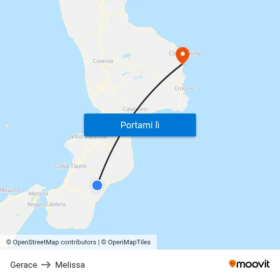 Gerace to Melissa map