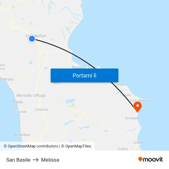 San Basile to Melissa map