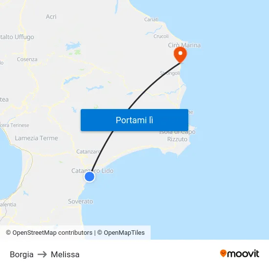 Borgia to Melissa map