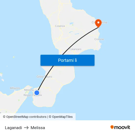 Laganadi to Melissa map