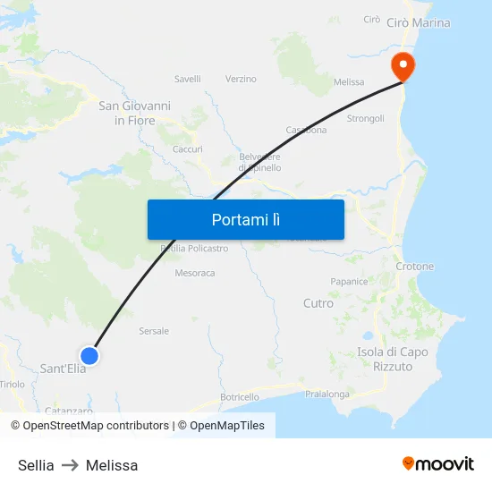 Sellia to Melissa map