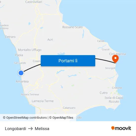 Longobardi to Melissa map