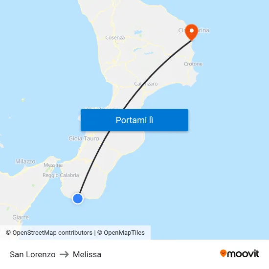 San Lorenzo to Melissa map