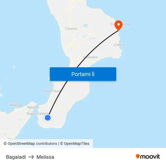 Bagaladi to Melissa map
