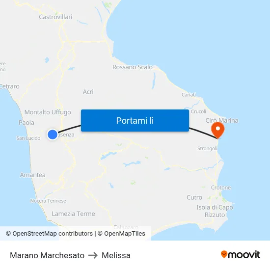 Marano Marchesato to Melissa map