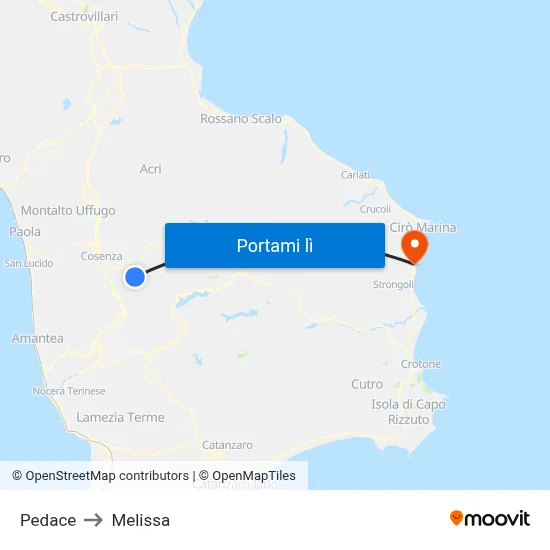 Pedace to Melissa map