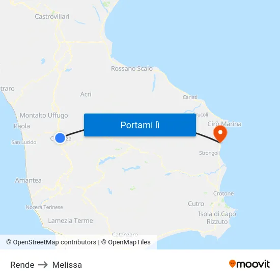 Rende to Melissa map