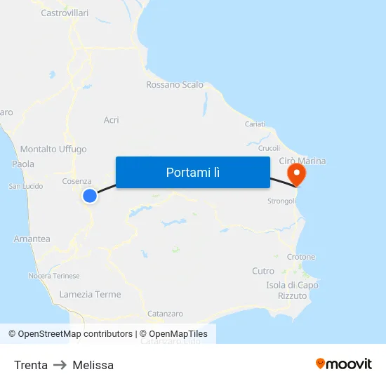 Trenta to Melissa map