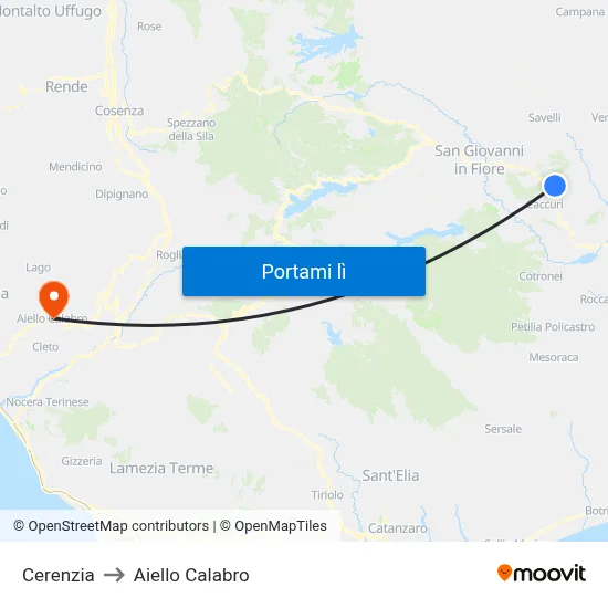 Cerenzia to Aiello Calabro map