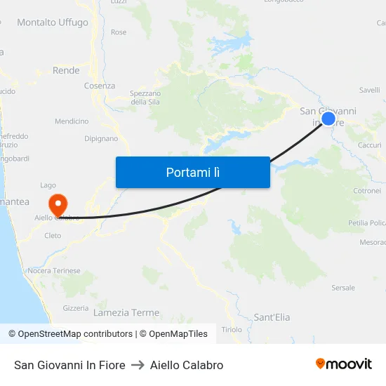 San Giovanni In Fiore to Aiello Calabro map