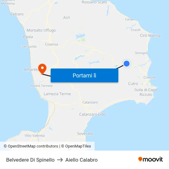 Belvedere Di Spinello to Aiello Calabro map