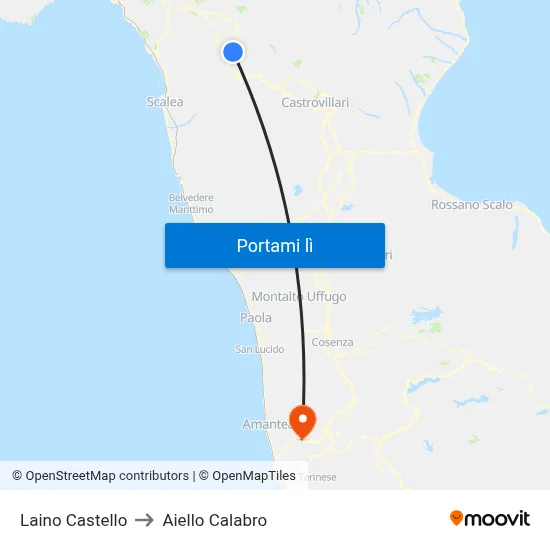 Laino Castello to Aiello Calabro map