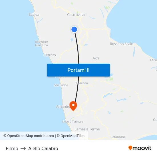 Firmo to Aiello Calabro map