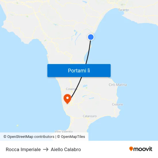 Rocca Imperiale to Aiello Calabro map