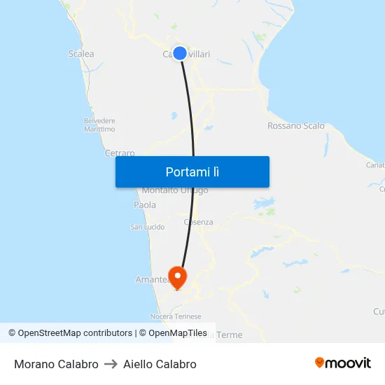 Morano Calabro to Aiello Calabro map