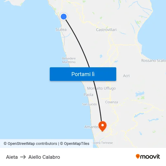 Aieta to Aiello Calabro map