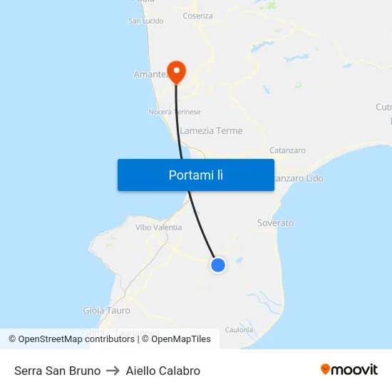 Serra San Bruno to Aiello Calabro map