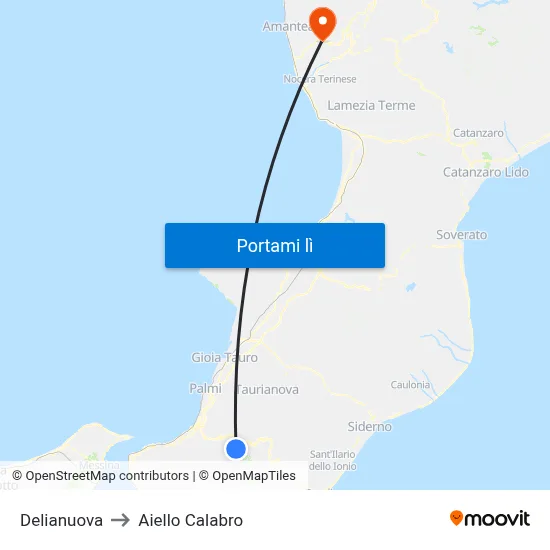 Delianuova to Aiello Calabro map