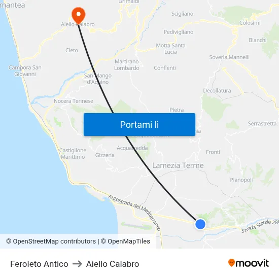 Feroleto Antico to Aiello Calabro map