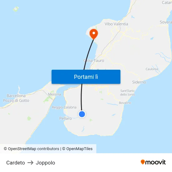 Cardeto to Joppolo map
