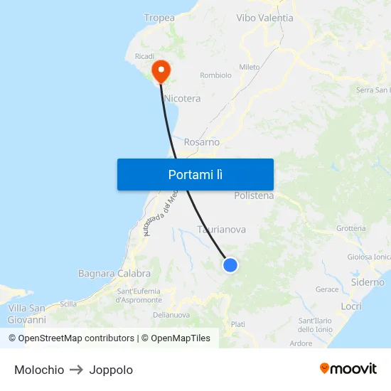 Molochio to Joppolo map