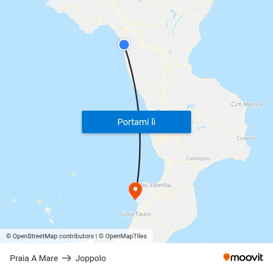 Praia A Mare to Joppolo map