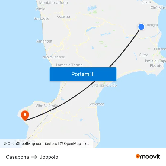 Casabona to Joppolo map