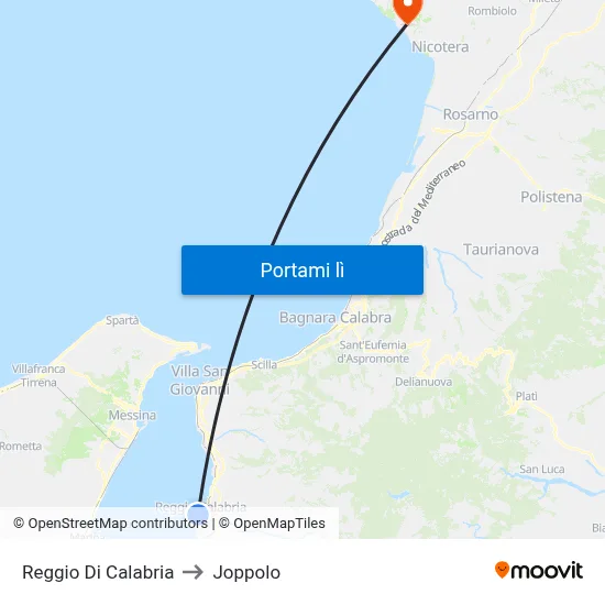 Reggio Di Calabria to Joppolo map