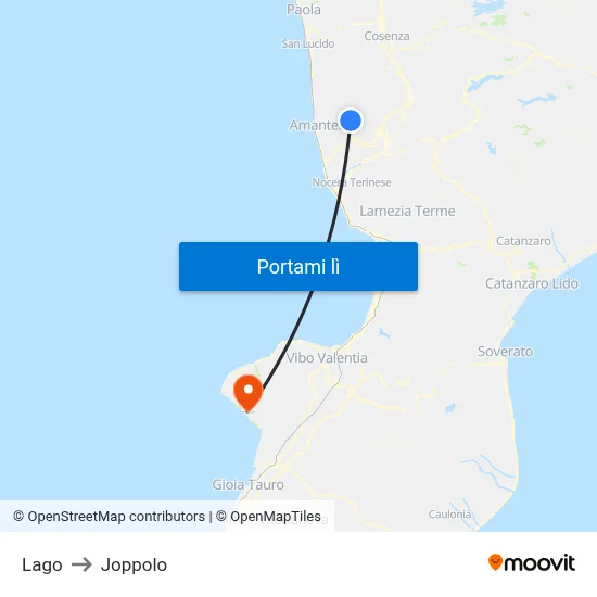 Lago to Joppolo map