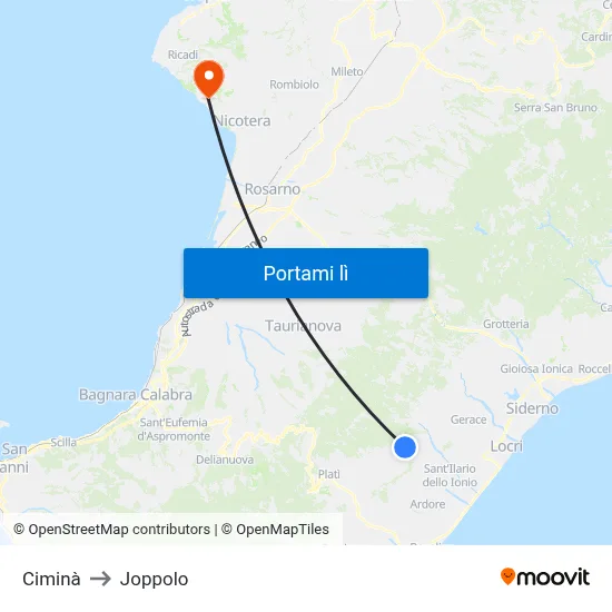 Ciminà to Joppolo map