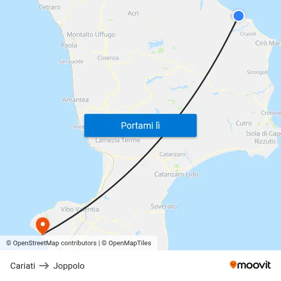 Cariati to Joppolo map