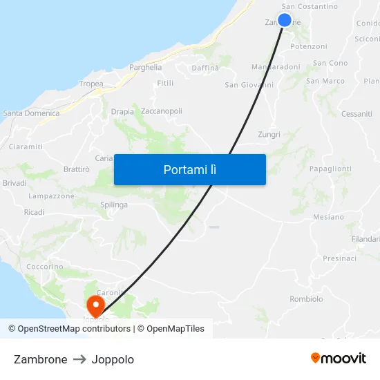 Zambrone to Joppolo map