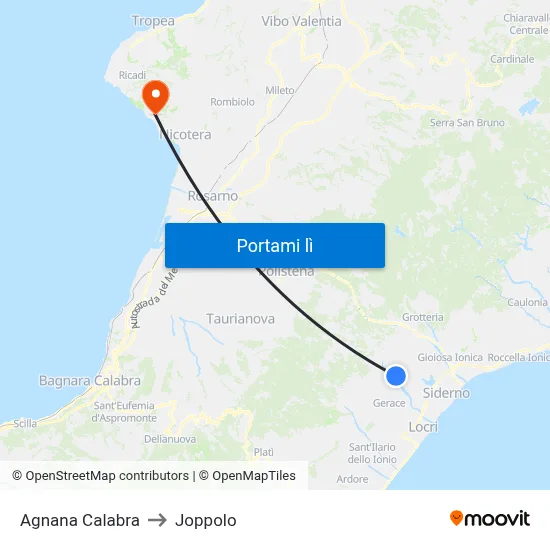 Agnana Calabra to Joppolo map