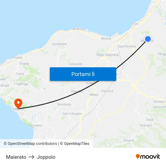 Maierato to Joppolo map