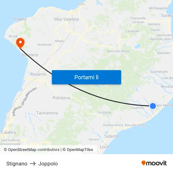 Stignano to Joppolo map