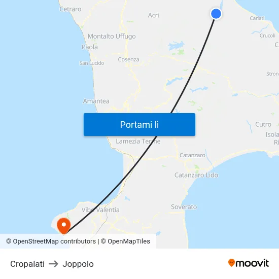 Cropalati to Joppolo map