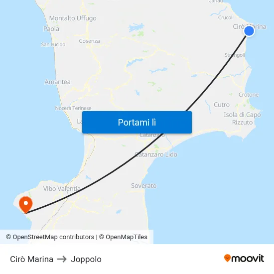 Cirò Marina to Joppolo map