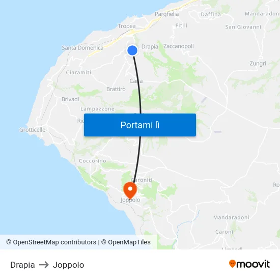 Drapia to Joppolo map