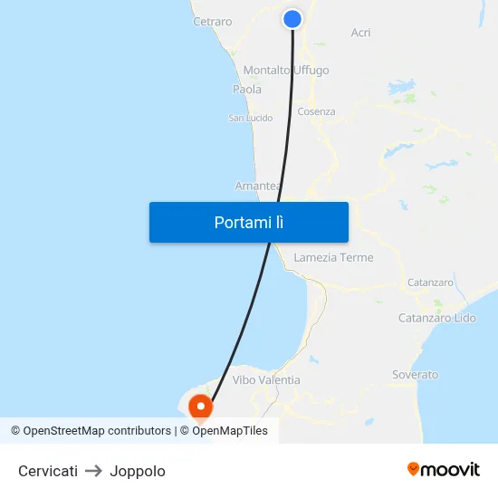 Cervicati to Joppolo map