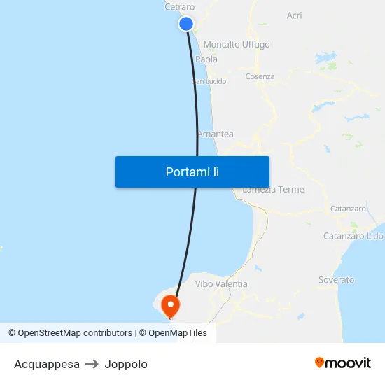 Acquappesa to Joppolo map