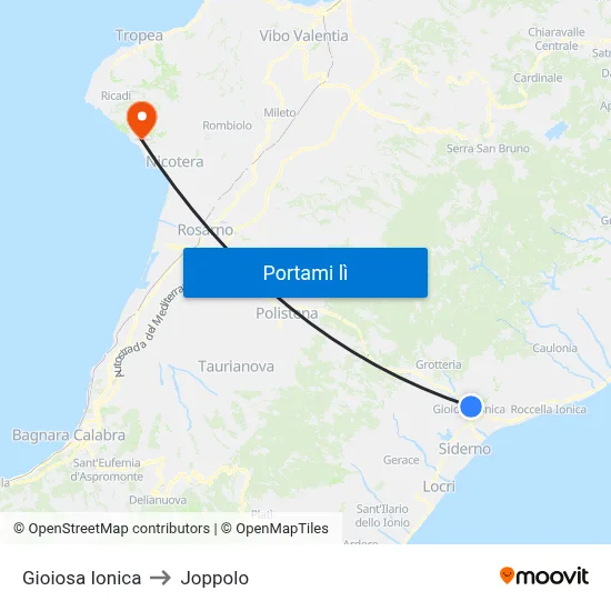 Gioiosa Ionica to Joppolo map