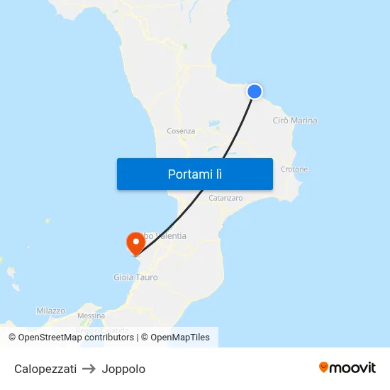 Calopezzati to Joppolo map