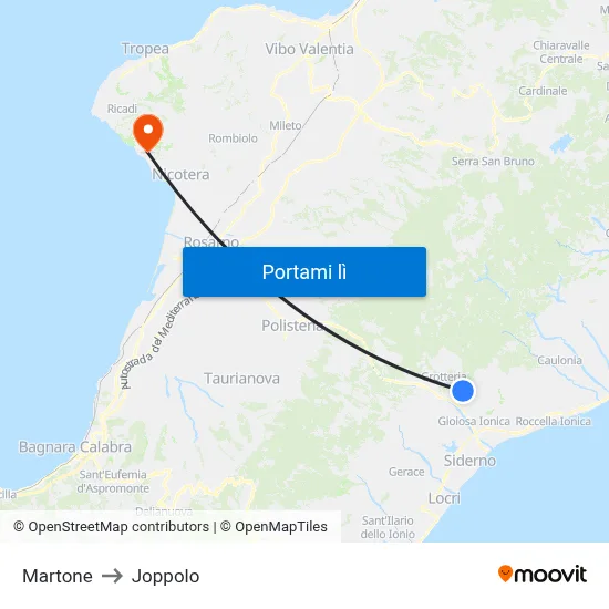 Martone to Joppolo map