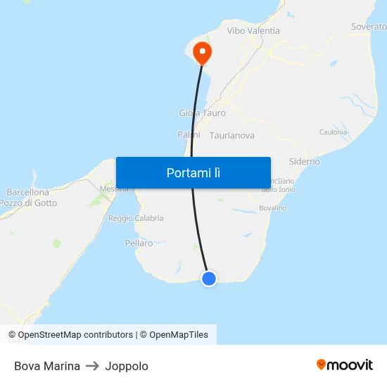 Bova Marina to Joppolo map