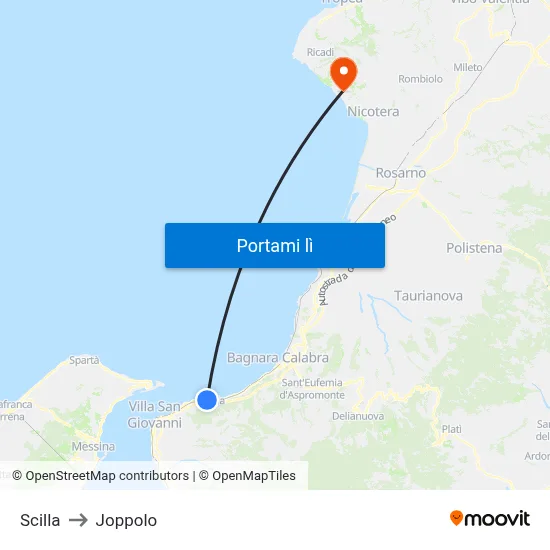 Scilla to Joppolo map