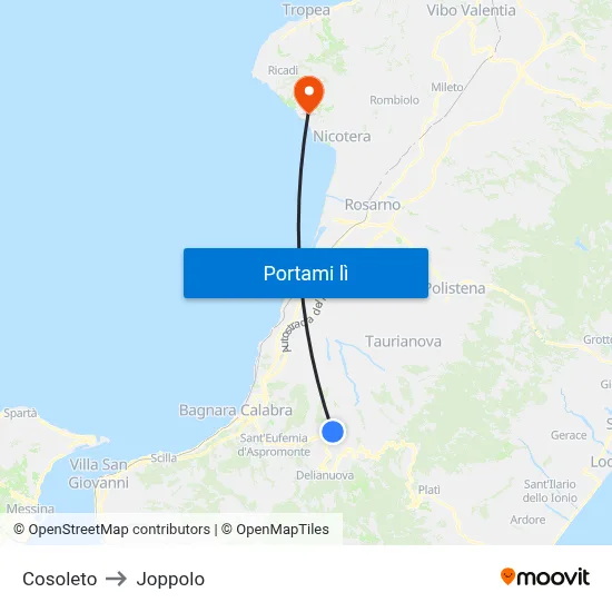 Cosoleto to Joppolo map