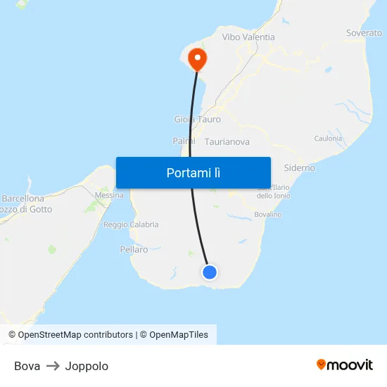 Bova to Joppolo map
