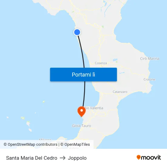 Santa Maria Del Cedro to Joppolo map